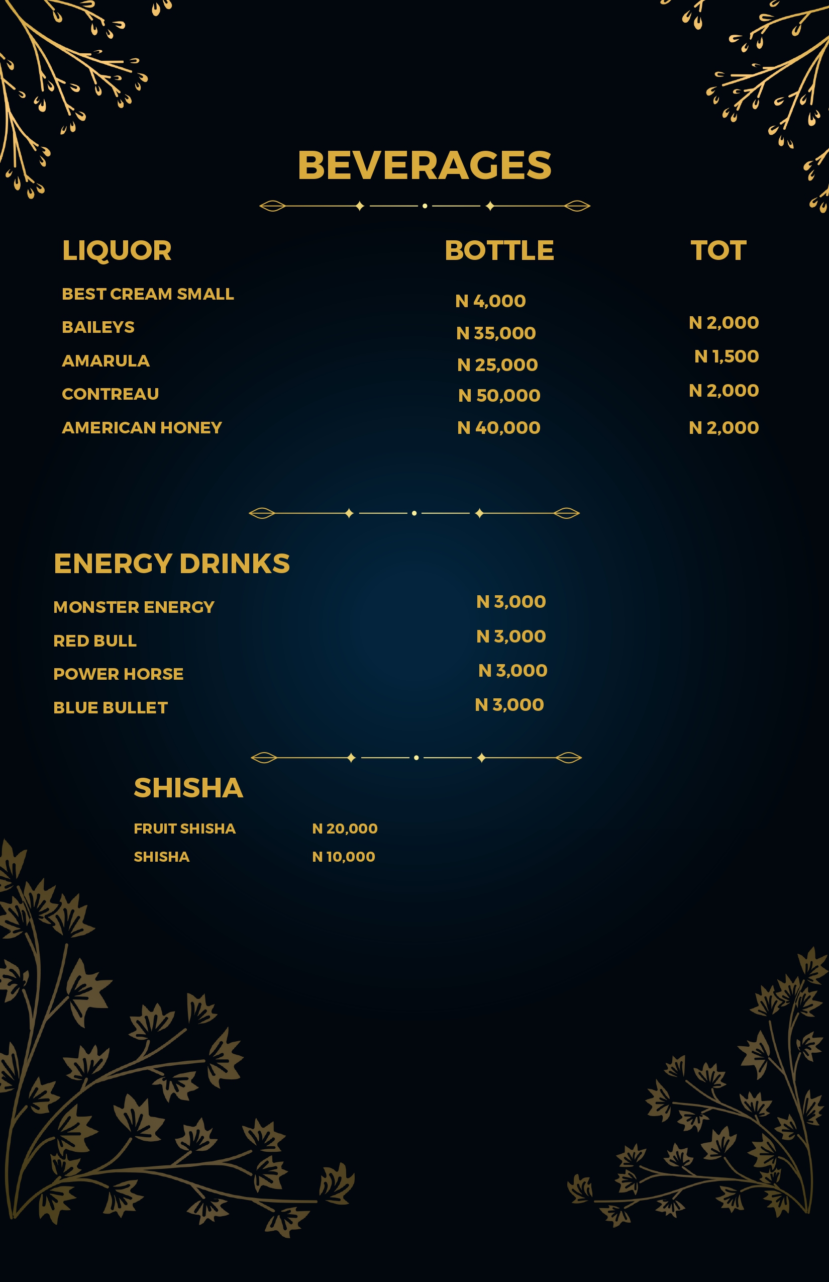 Rhushia Menu – Rhush Hill Hotels